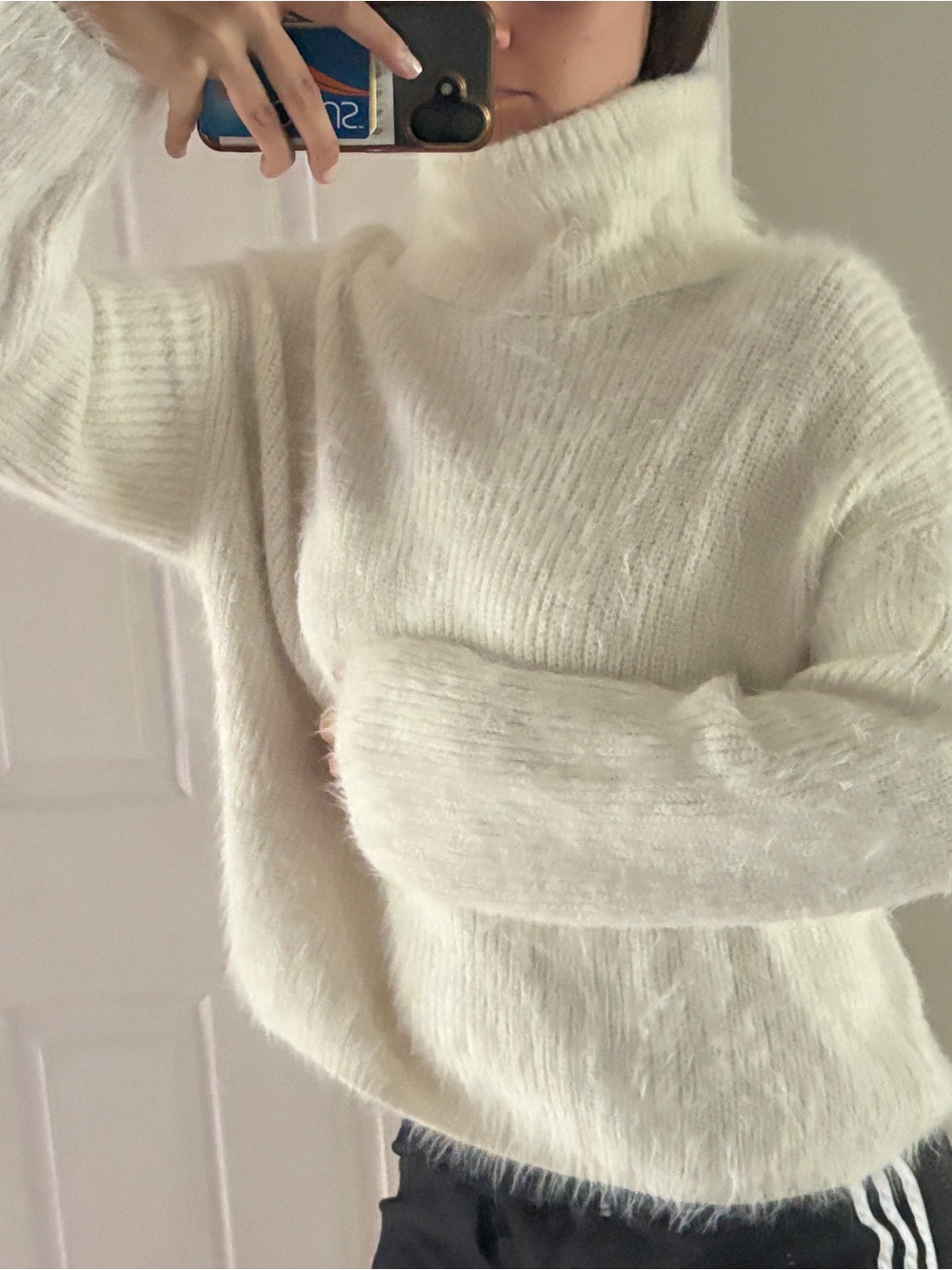 Vero Moda Cream Fuzzy Turtleneck Sweater
